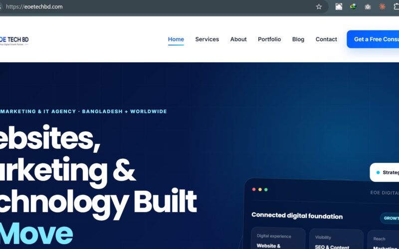 EOE Tech BD – Modern WordPress Business Website প্রজেক্টের স্ক্রিনশট
