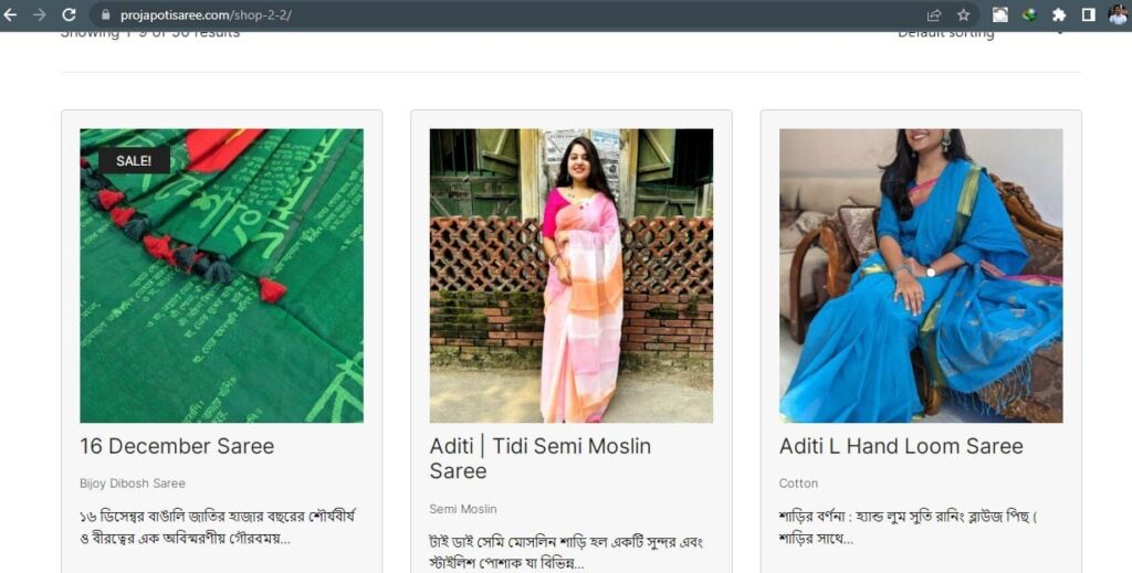 Projapoti Saree – E-commerce Website Design & Development প্রজেক্টের স্ক্রিনশট